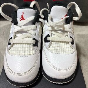 Jordan Kids Retro 4 White and Black Shoes